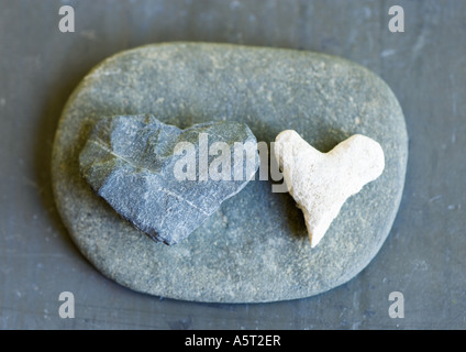 Herzförmige Steinen nebeneinander Stockfoto