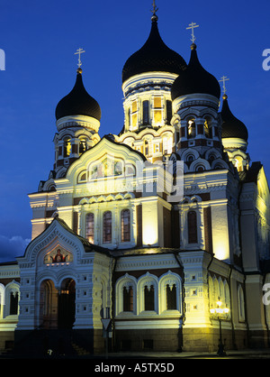 ALEXANDER-Newski-Kathedrale in der Nacht eine orthodoxe Kathedrale gebaut Europa des 19. Jahrhunderts Tallinn Old Town Estland Stockfoto