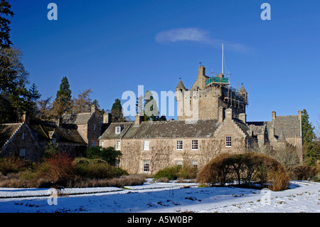 Cawdor Castle im Winter mit Schneefall.  XPL 4975-465 Stockfoto