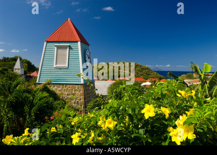 Schwedische Uhrturm Gustavia St. Barths Stockfoto