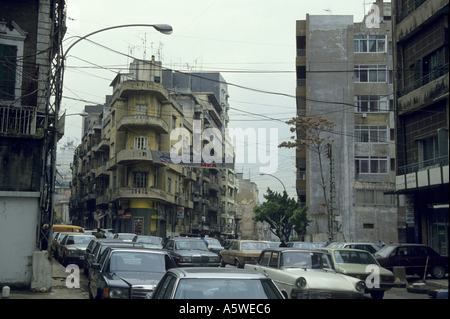 Libanon Beirut im April 1994 nach dem Bürgerkrieg Stau In Achrafieh Bezirk Stockfoto