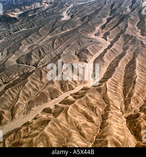 Luftaufnahme der Wüste in der Nähe von Nasca-Peru Stockfoto
