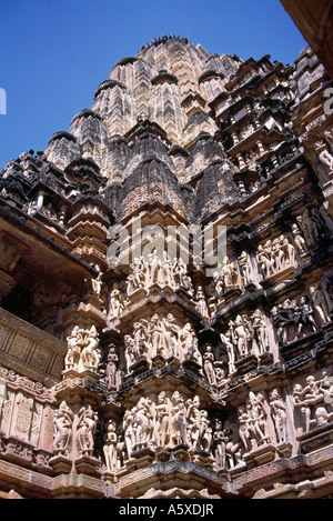 Khajuraho Indien Vishvanatha Tempel Detail UNESCO-Weltkulturerbe Stockfoto