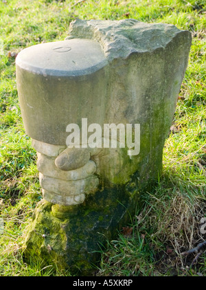 Ein Stein schnitzen fand auf dem Gelände des Hardwick Hall, Derbyshire Stockfoto