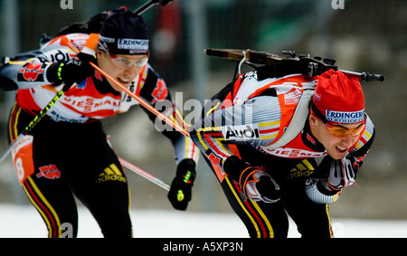 GREIS Michael Nesselwang + Andreas BIRNBACHER, Biathlon Weltcup Männer 15 km Ruhpolding 14 01 2007 Stockfoto