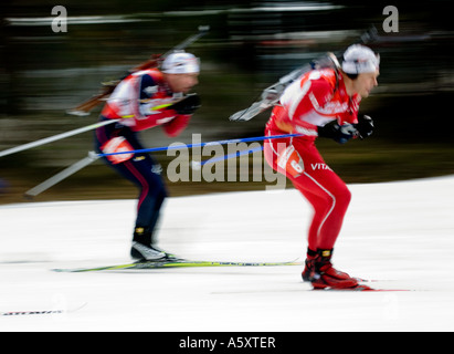 Biathlon-typische Biathlon Weltcup Ruhpolding 14 01 2007 Stockfoto