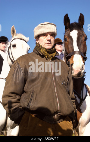 Bicester Hunt treffen 19. Februar 2005 in Stratton Audley Oxfordshire am ersten Samstag nach dem Verbot der Jagd mit Hunden Stockfoto