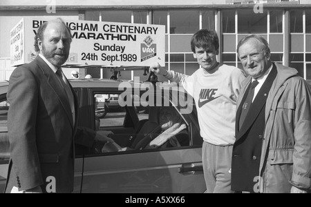Basil Heatley, Dave Long und Jim Peters beim Birmingham-Marathon starten, 1989 bei Edgbaston Cricket Ground Stockfoto