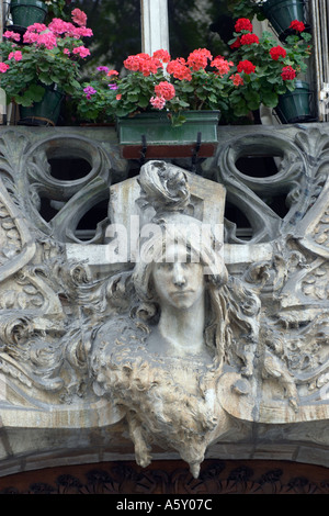 Detail über Tür nach 29 Avenue Rapp Paris Frankreich (1901), Architekt: Jules Lavirotte, Tür-Designer: Jean-Baptiste Larrive Stockfoto