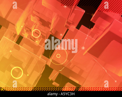 Roten abstrakten Objekten auf schwarzem Hintergrund Stockfoto