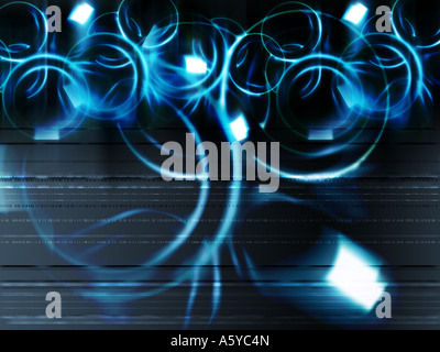 Verschwommene Ringe von verschiedenen Größen auf dunklem Hintergrund Stockfoto