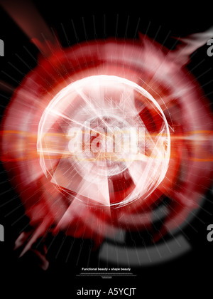 Rote Runde Leuchten auf schwarzem Hintergrund Stockfoto