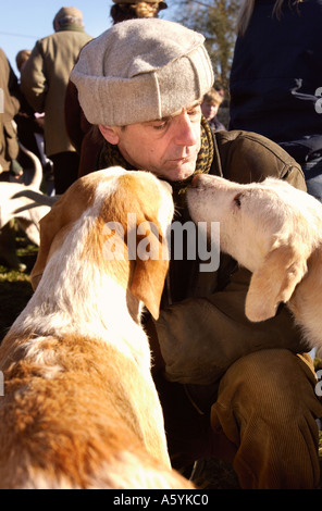 Bicester Hunt treffen 19. Februar 2005 in Stratton Audley Oxfordshire am ersten Samstag nach dem Verbot der Jagd mit Hunden Stockfoto