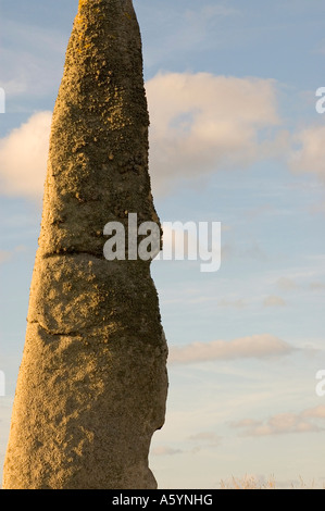 Menhir von Cam Louis in der Landschaft an der Küste von Plouescat im Finistere Brittany France Stockfoto