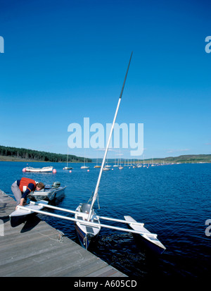 Segeln auf Kielder Wasser, Northumberland, England, UK. Stockfoto