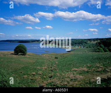 Blick über Leaplish Waterside Park und Kielder Wasser, Northumberland, England, UK. Stockfoto