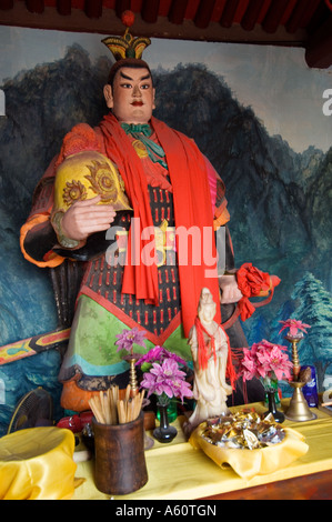 Tempel Bildnis Altar Figur des General Huo Qubing in der westlichen Han-Dynastie Konkubinen Mausoleum in der Nähe von Xian, Provinz Shaanxi, China Stockfoto