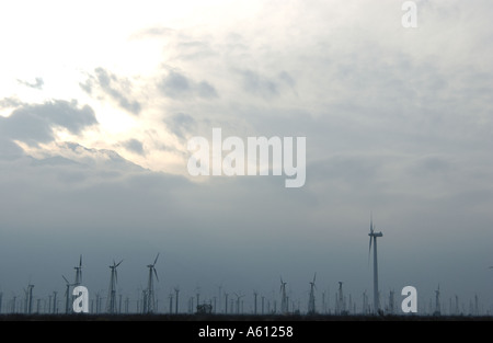 Wind-Generatoren oder auch genannt Turbinen im San Gorgonio Pass in der Nähe von Palm Springs Kalifornien Stockfoto