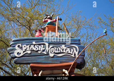 Splash Mountain Fahren Zeichen, Frontierland, Magic Kingdom, Disney World, Orlando, Florida, USA Stockfoto