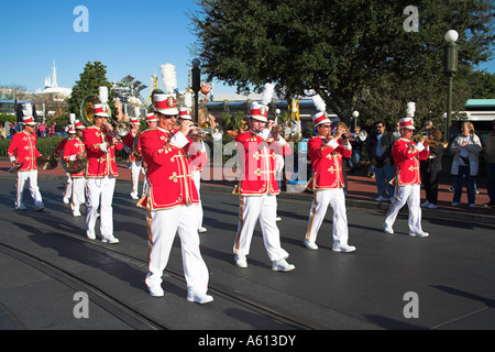 Blaskapelle, Main Street Family Fun-Day-Parade, Magic Kingdom, Disney World, Orlando, Florida, USA Stockfoto