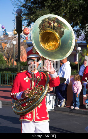 Musiker in Marching Band, Main Street Family Fun-Day-Parade, Magic Kingdom, Disney World, Orlando, Florida, USA Stockfoto