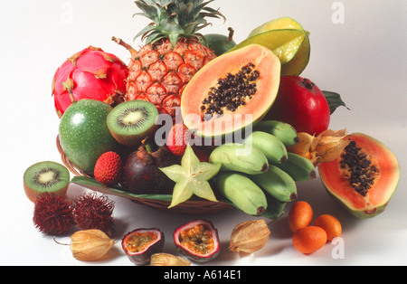 Tropische Früchte-Stillleben Stockfoto