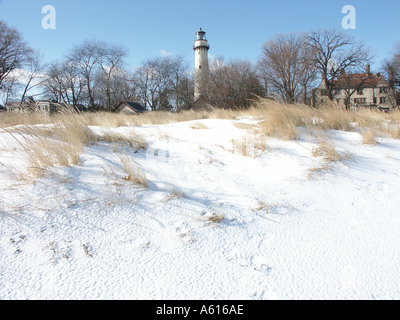 Brutto-Point Lighthouse in Evanston, Illinois Stockfoto