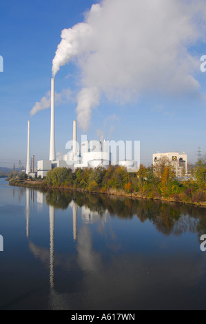 Kraft-Wärmekopplung Kraftwerk Altbach am Neckar, Baden-Württemberg, Deutschland Stockfoto