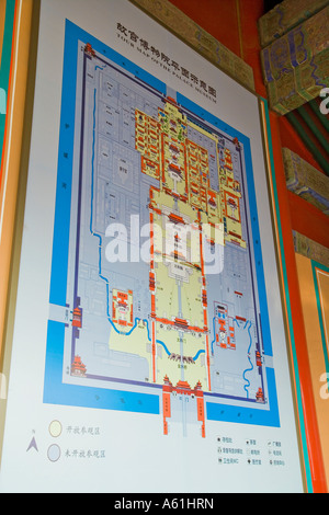 Plan auf der Wand in der verbotenen Stadt Peking China JMH2548 Stockfoto