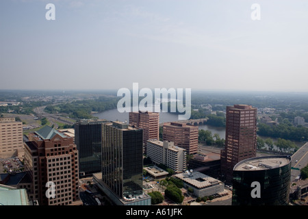 Hartford Skyline der Stadt vom hohen Turm Stockfoto