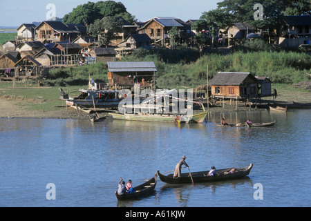 Myanmar Burma Mandalay Buffalo Punkt Ayeyarwady Fluss Stockfoto