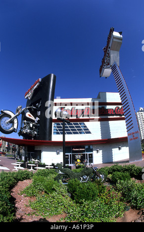 Glücksspiel im berühmten Harley Davison Restaurant auf dem Strip in der Wüste des aufregenden Las Vegas Nevada und Energie in den USA Stockfoto