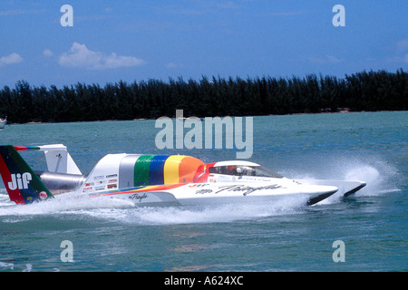 Hydroplane Regatta im Meer, Biscayne Bay, Miami Beach, Florida, USA Stockfoto