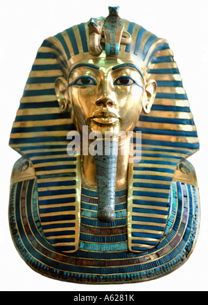 Schneiden Sie aus die schöne gelbe gold Totenmaske von Tutankhamen Museum Kairo Ägypten-Nordafrika Stockfoto