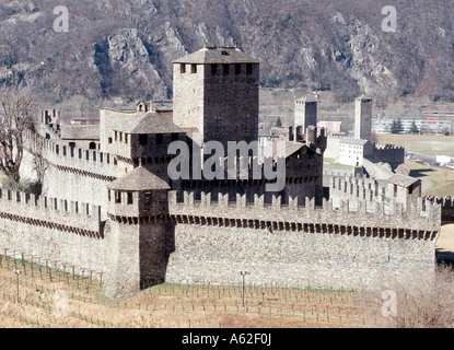 Bellinzona, Castello di Montebello, Süd-Ostansicht Stockfoto