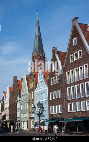 Gebäude in Reihe, Lüneburg, Niedersachsen, Deutschland, Europa Stockfoto