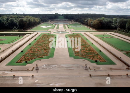 Vaux-le-Vicomte, Schloßpark, Blick Vom Schloß Auf sterben Perterres von Le Notre Stockfoto