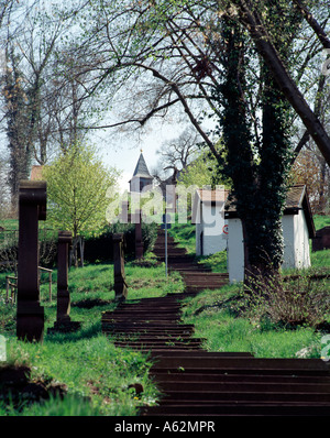 Engelberg Ob Dem Main, Franziskanerkloster Und Wallfahrtskirche, Treppe Mit Friedhof Stockfoto