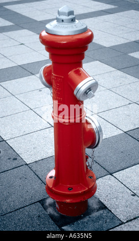 Nahaufnahme von roten Hydranten Stockfoto