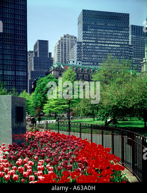 Battery Park in Lower Manhattan ist der Kick-off für die Fahrt mit der Fähre, die Freiheitsstatue im Hafen von New York zu besuchen Stockfoto