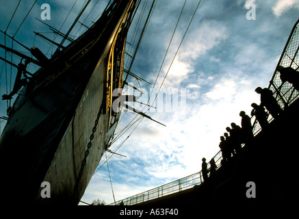 Cutty Sark Tea Clipper festgemacht in Greenwich, London. Stockfoto