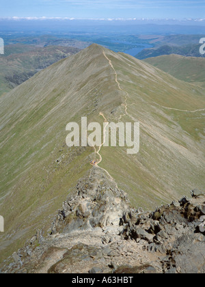 Klassische arete; schreiten Kante, helvellyn, Nationalpark Lake District, Cumbria, England, UK. Stockfoto