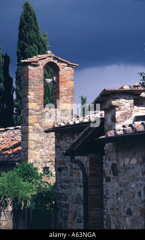 Glockenturm der Kapelle, Chianti Region, Toskana, Italien Stockfoto
