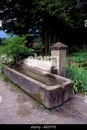 Stein Troughwell Outdoor-Dorfmuseum Ballenberg Region des Berner Highlands Alpes Kanton Bern Stockfoto