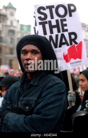 Stoppen Sie die Krieg-Demonstration in London, 13. Oktober 2001 Stockfoto