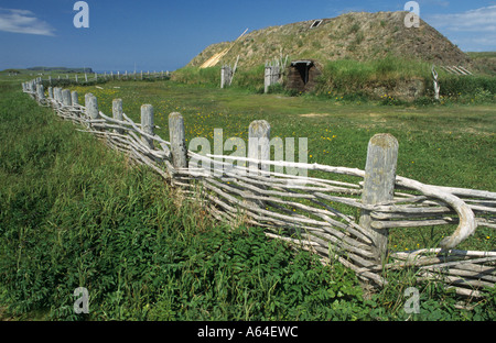 Wikinger-Langhaus an l Anse Aux Meadows National Historic Site, Neufundland, CAN, UNESCO-Weltkulturerbe Stockfoto