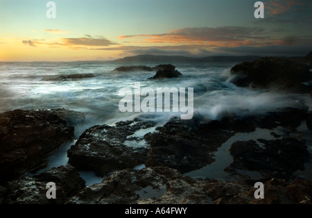 Sunrise-Himmel über die irische See Stockfoto