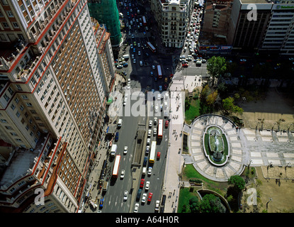 Blick vom Hochhaus Torre de Madrid, Edificio de Espana Platz Plaza de Espana und Prachtstraße Gran via Madrid Spanien Stockfoto