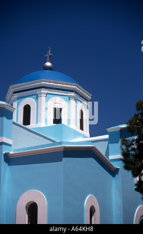 Blaue Kuppel griechisch orthodoxe Kirche Syros Kykladen Griechenland Stockfoto