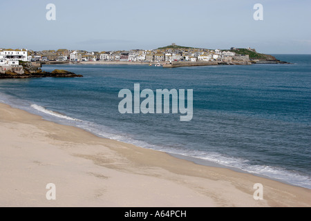 Der Blick über Porthminster Strand St Ives Harbour in Cornwall Stockfoto